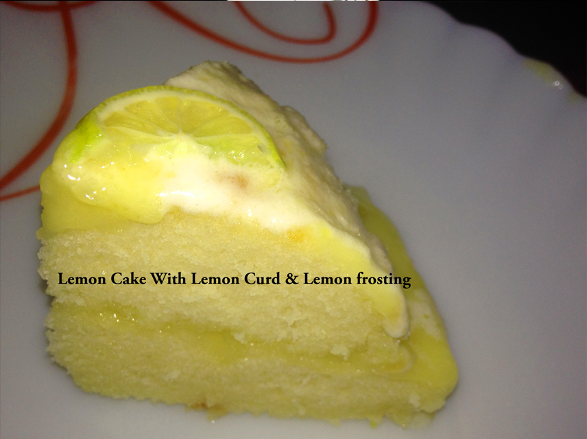 Lemon cake with lemon curd and lemon frosting without oven