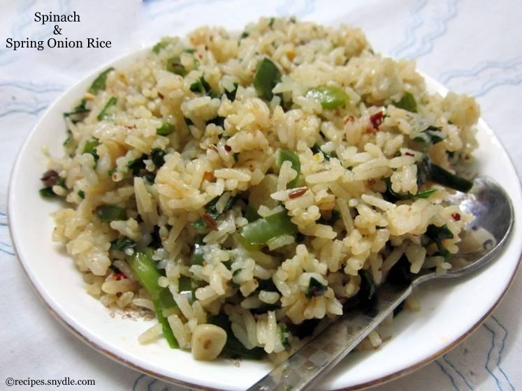 Spinach and Spring Onion Rice Recipe