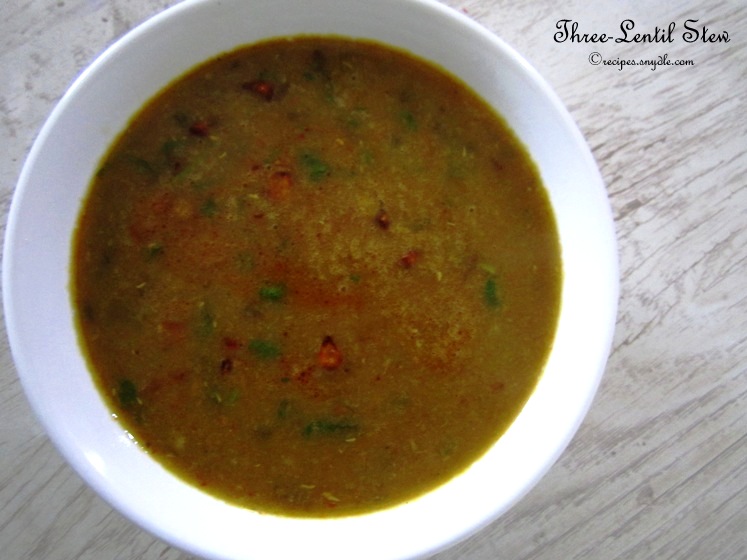 Three-Lentil Stew Recipe / Tridali Dal Recipe