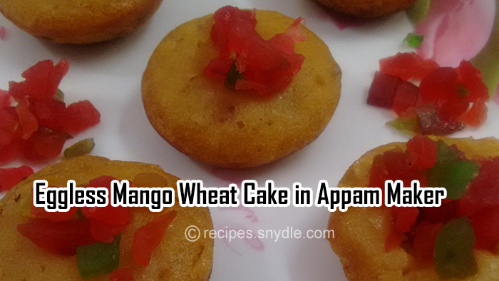 Eggless Mango Wheat Cake in Appam Maker