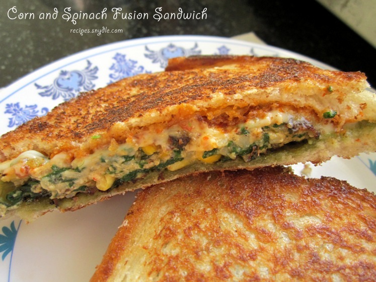 Corn and Spinach Fusion Sandwich Recipe