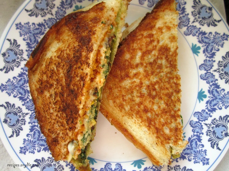 spinach and corn sandwich