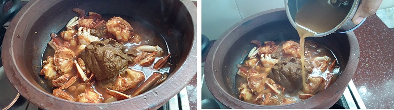 Crab curry preparation steps