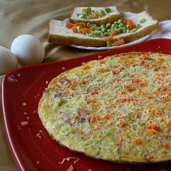 Vegetable egg bread omelet / cheesy omelet